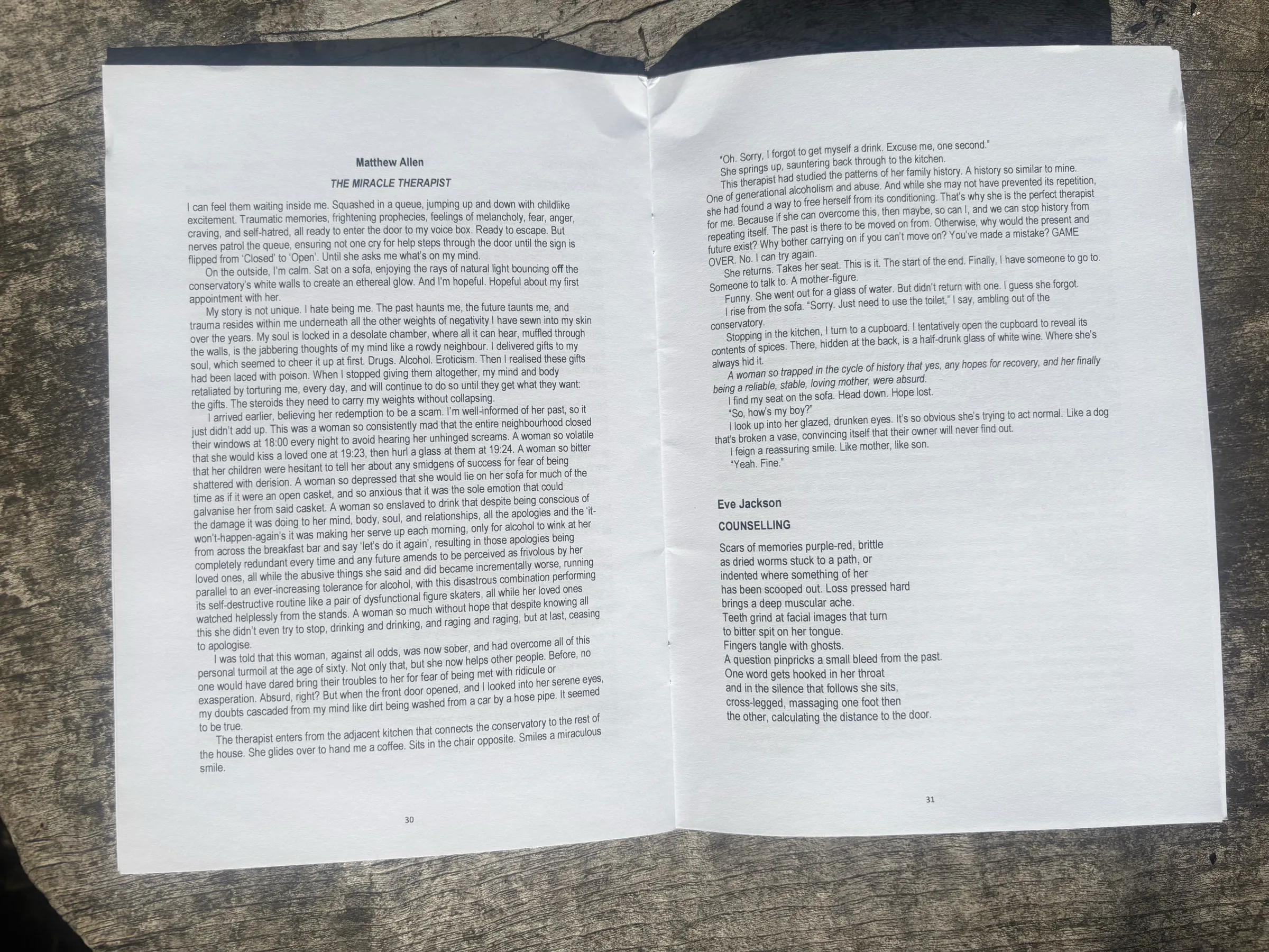 “The Miracle Therapist” printed across pages 30 and 31 of the magazine
